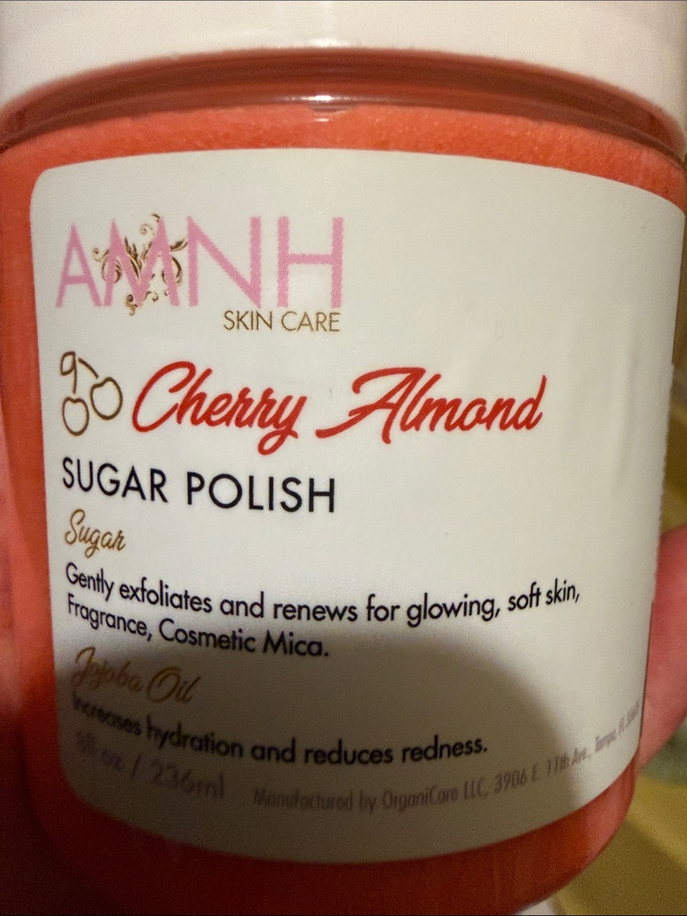 AMNH Skin Care Cherry Almond Sugar Polish - Coral Pink